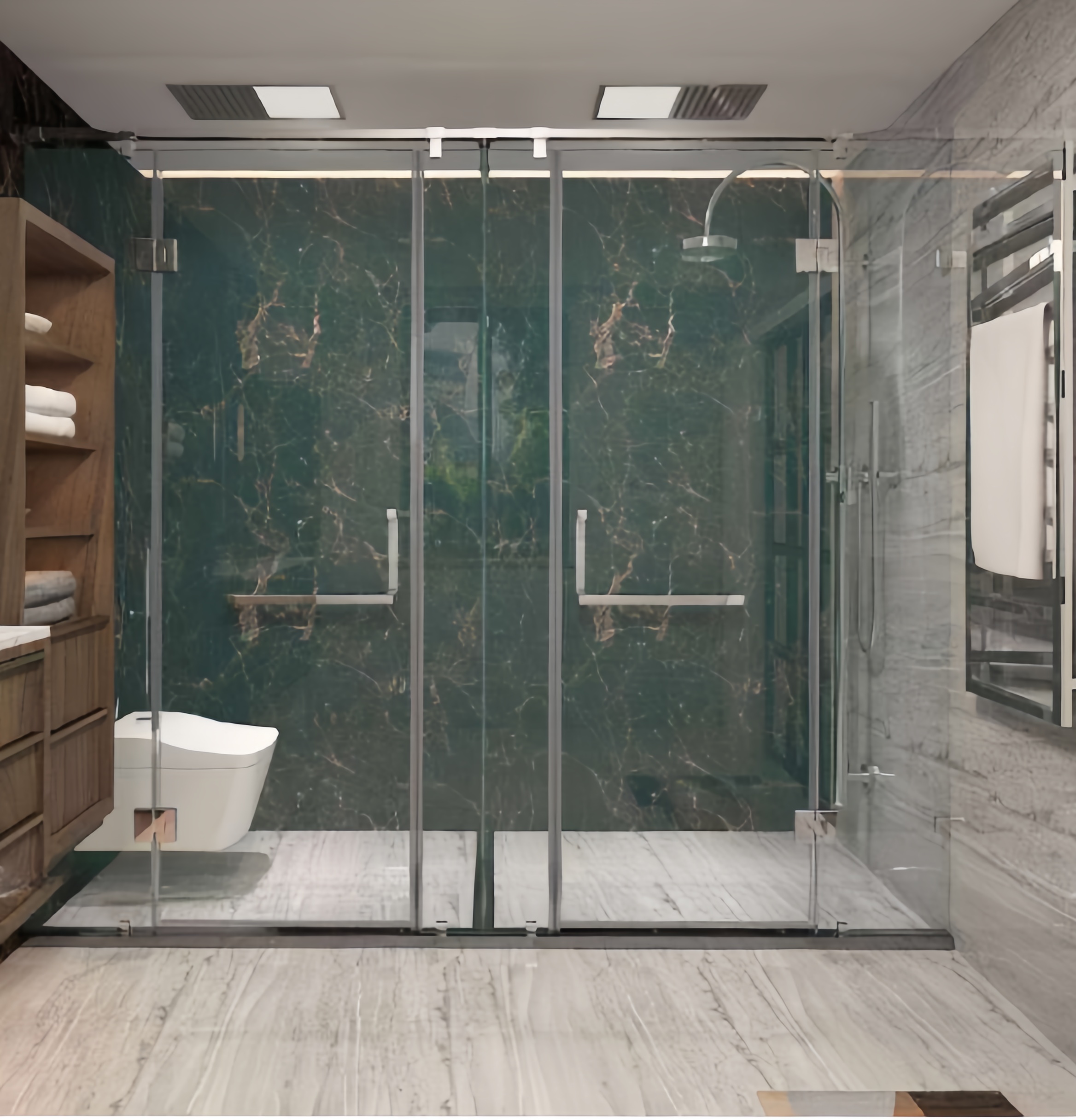 PHÒNG TẮM ĐÔI CỬA MỞ BẢN LỀ TRỤC XOAY - NHẬP KHẨU